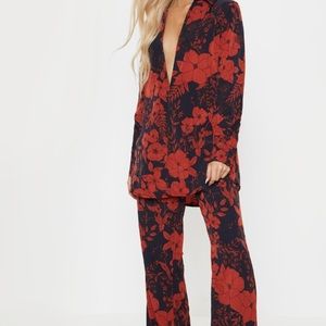 Pretty Little Things - Red Floral Print Shirt and Pant Set